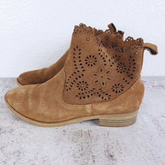 MIA Ankle Booties Boho Slouchy Leather Suede Western Cowgirl size 6 - Picture 4 of 12
